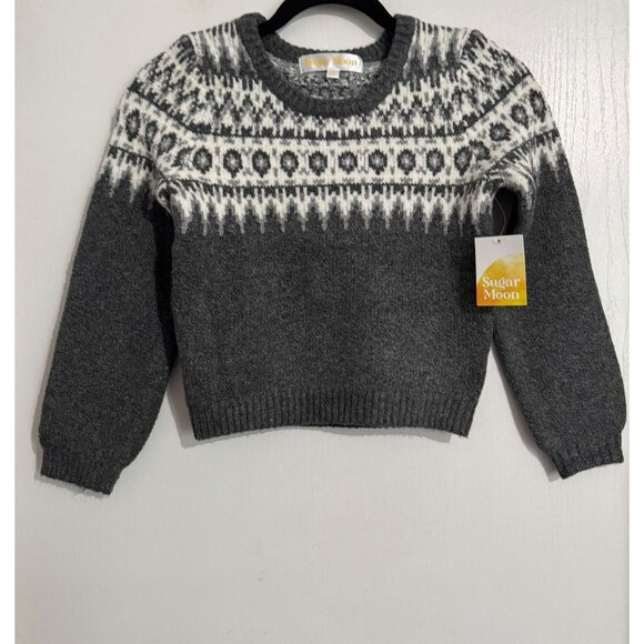 Sugar Moon Kids Grey & White Fair Isle Sweater M(7-8) - Picture 1 of 5